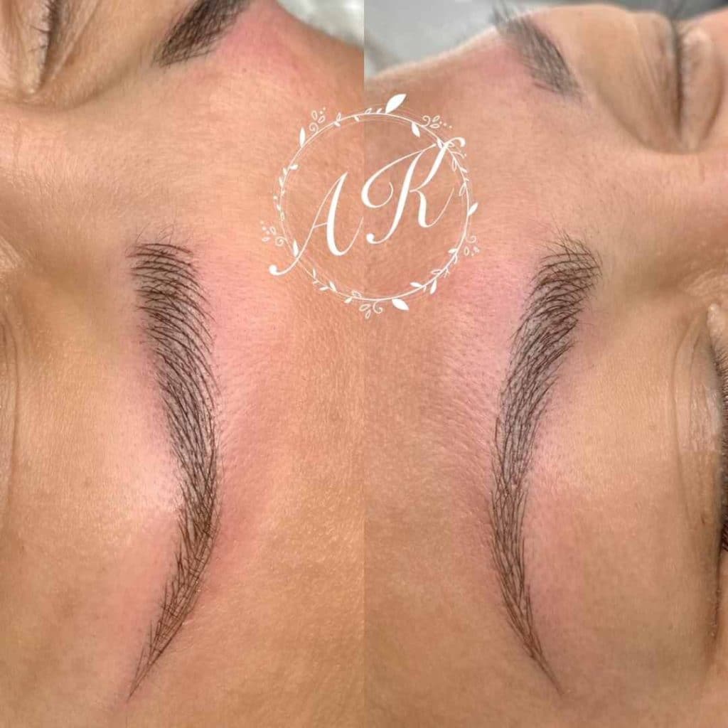 Does microblading hurt? Photo of client with micro bladed brows