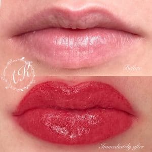 Lip blush tattoo
