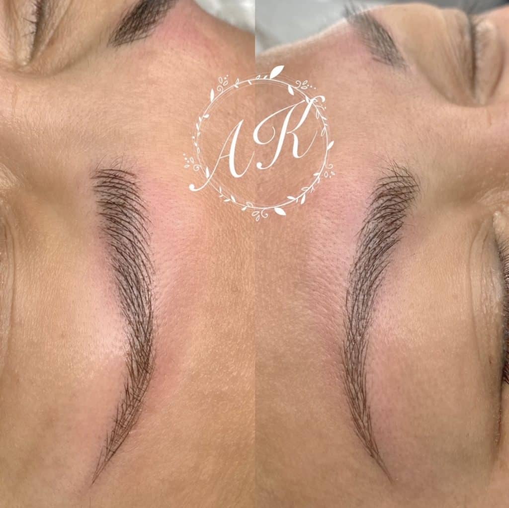 Microblading with fake tan